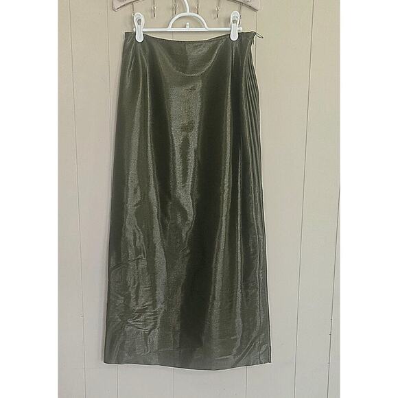 Jil Sander Fleece Wool/Nlyon Army Green Ladies Long Skirt Size 40 - Picture 1 of 8